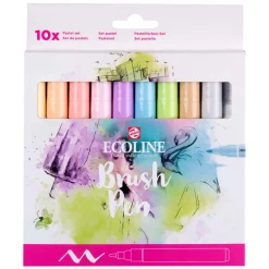 Bruynzeel Ecoline Brush Pen Set Pastel, 10 Kleuren New