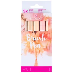 Ecoline Brush Pen set Portret, 5 Kleuren-Bruynzeel Hot