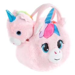 Eenhoorn Knuffel in Handtas Pluche - Roze, 20cm Best