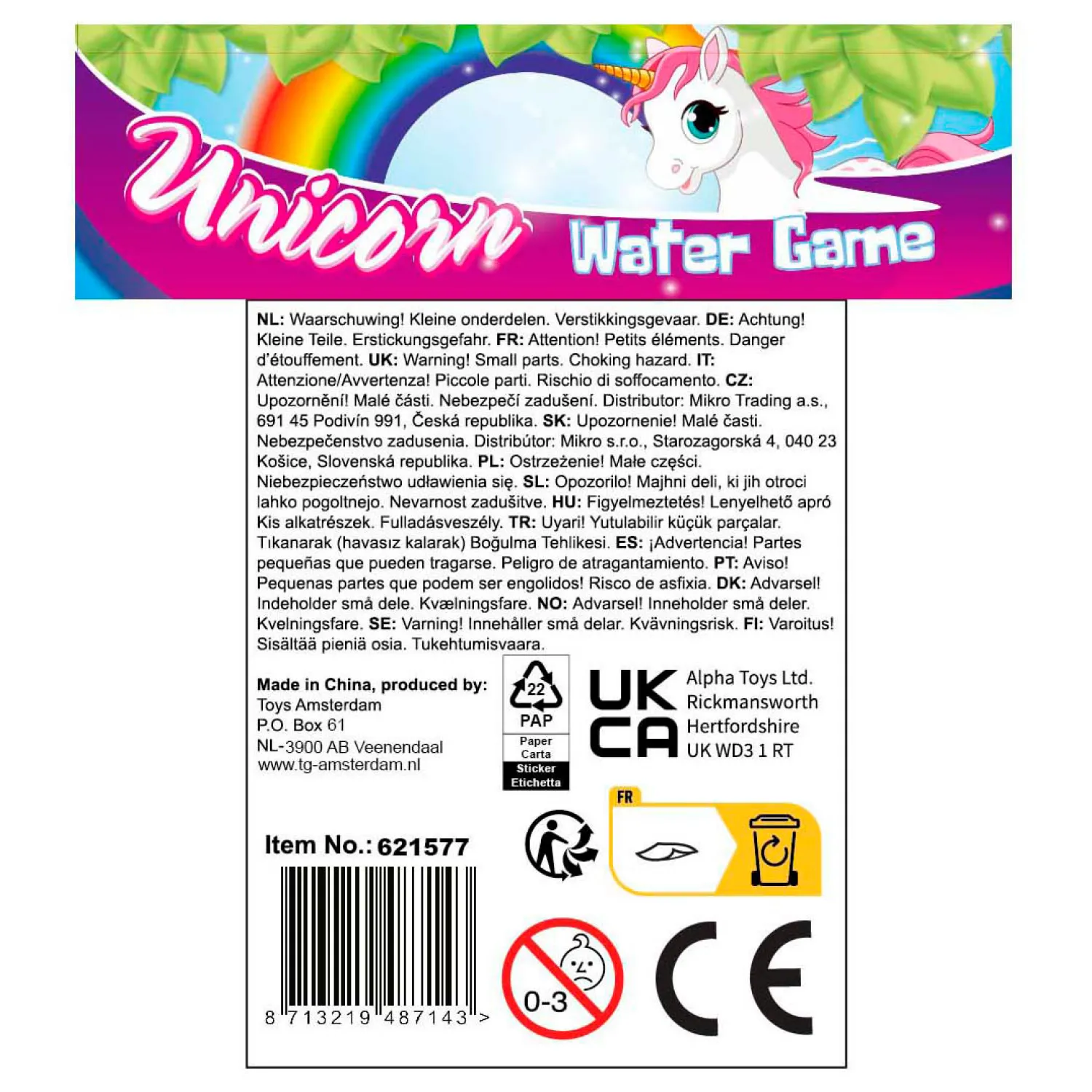 Eenhoorn Water Geduldspel, 15,5x7cm> Hot