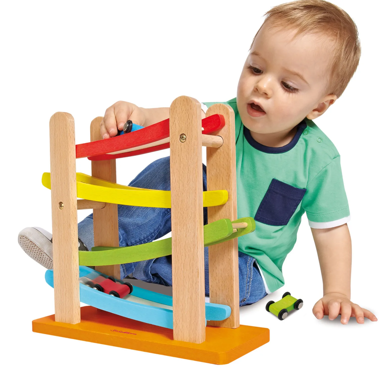 Eichhorn Houten Autobaan met 3 Auto's Clearance