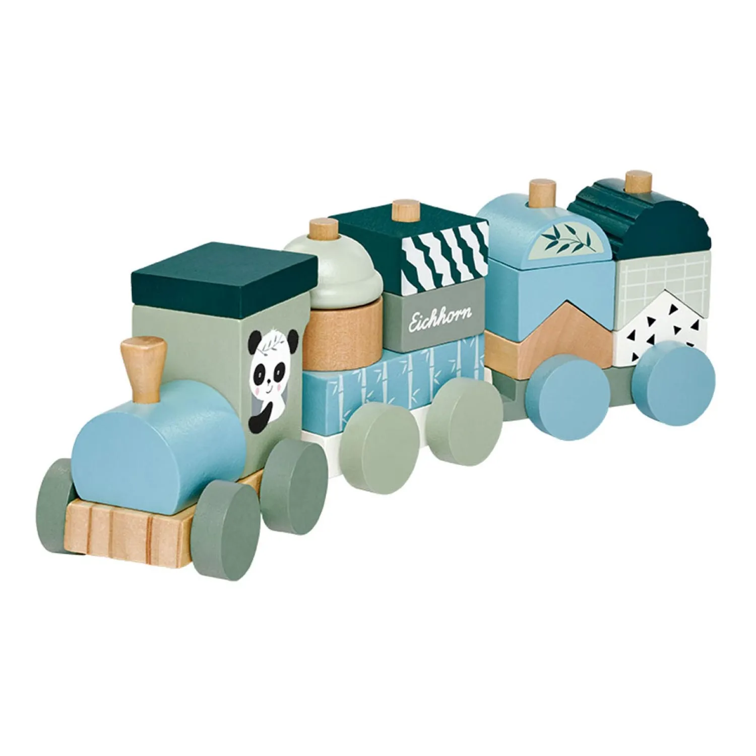 Houten Blokkentrein Panda, 16dlg.-Eichhorn Best