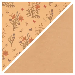 Faux Leather Papier Bruin met Bloemenprint, 1m><noscript><img width=