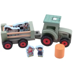 Fien & Teun Houten Tractor met Accesoires - 7dlg.>Johntoy Sale