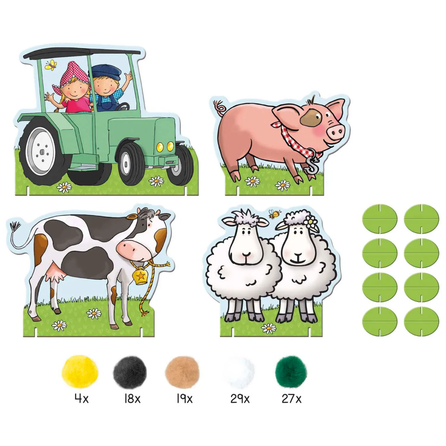 Fien & Teun Pompom Plakken-Bambolino Toys Clearance