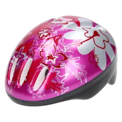 Fietshelm, maat 50-54 - D- Roze/Zilver Bloem-Johntoy Hot
