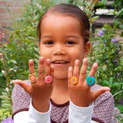 Fleurige Houten Ring- Discount