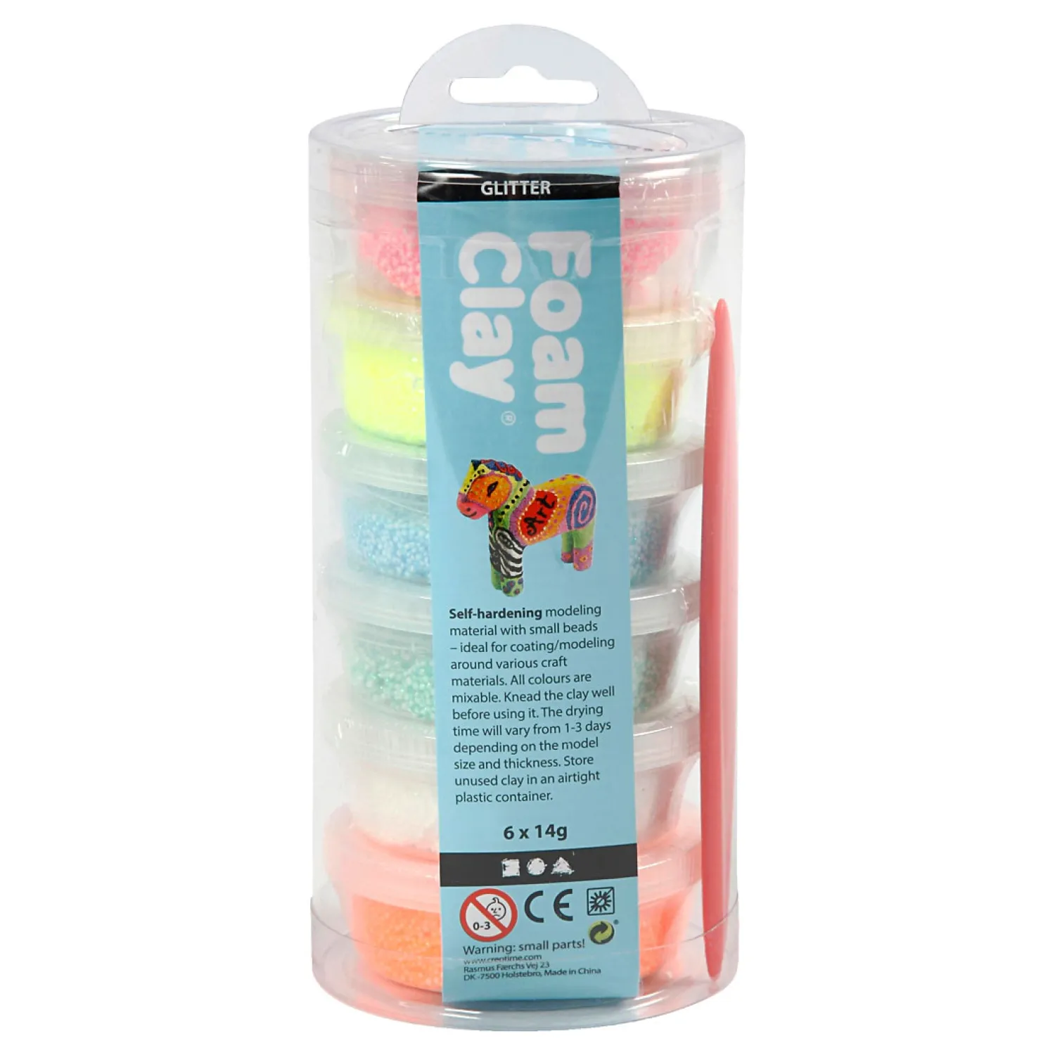 Foam Clay Pastel Kleuren Glitter, 6x14gr.>Creativ Company