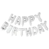 Folieballon Tekst Happy Birthday Zilver-Globos Outlet