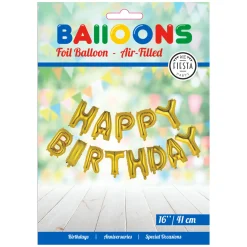 Folieballon Tekst Happy Birthday Goud>Globos Discount