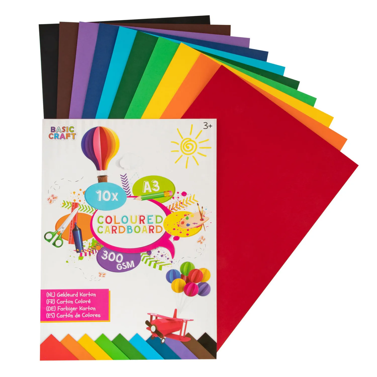Gekleurd Karton A3 10 Vellen, 300 gsm>Creative Craft Group Discount