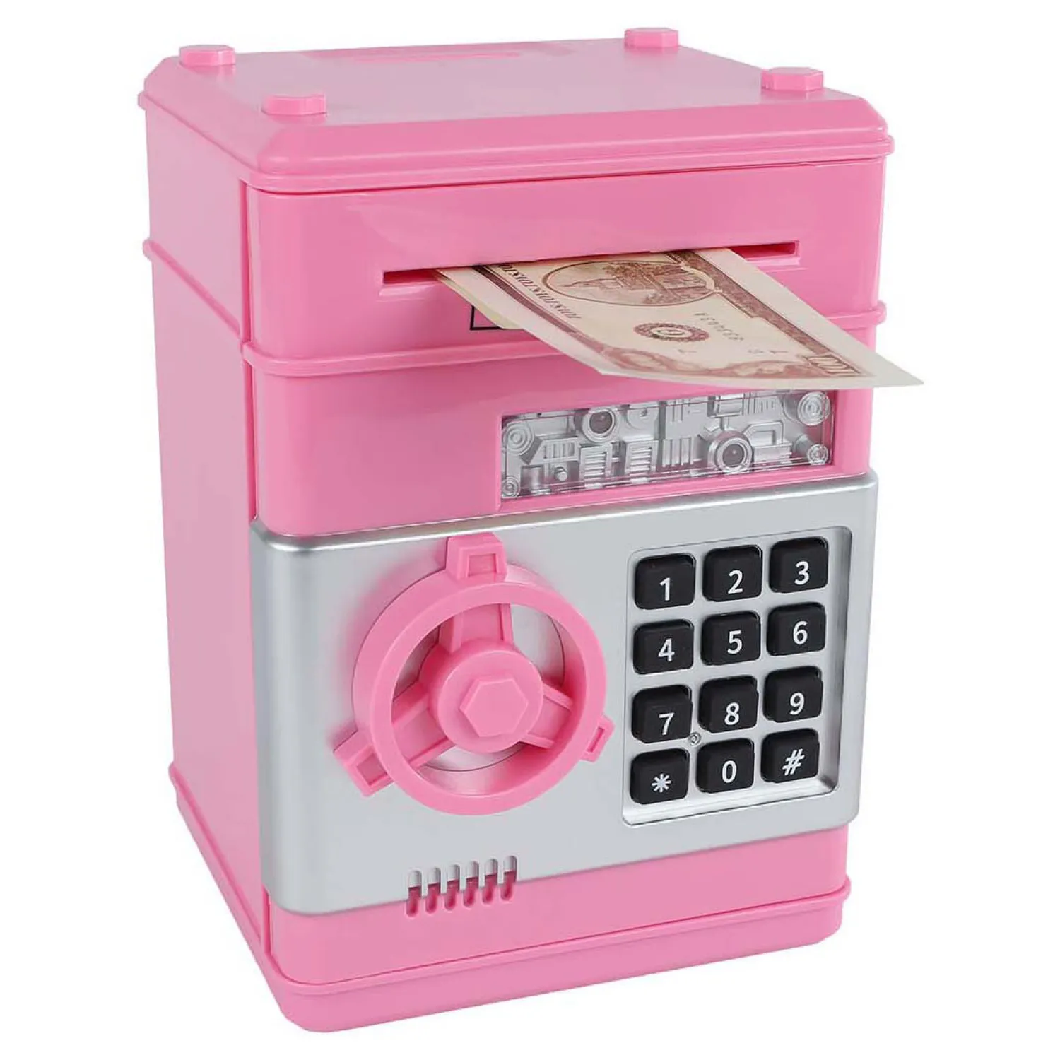 Geldkluis met Geheime Code Roze, 19,5cm> Clearance