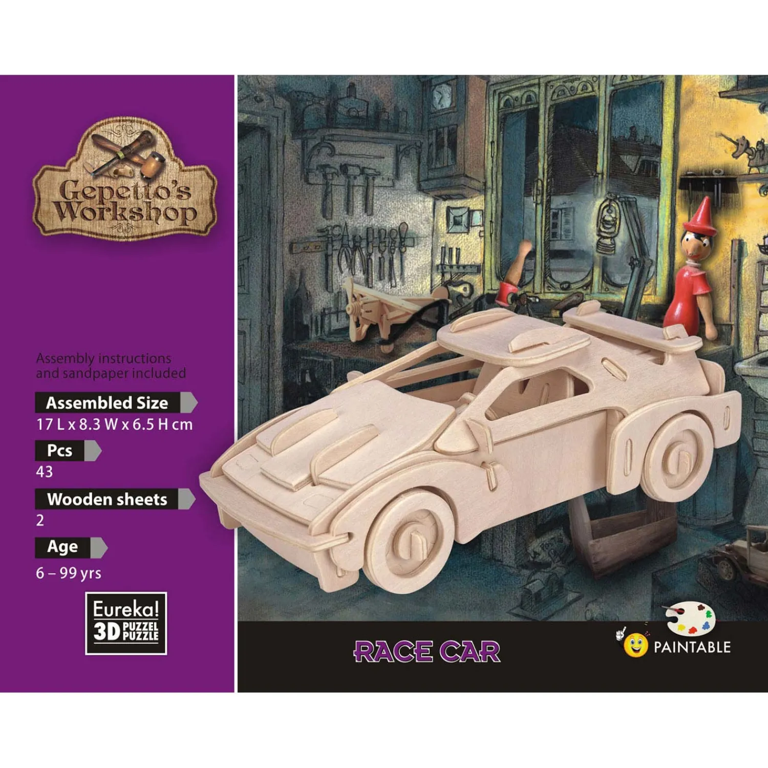 Gepetto's Workshop Houten Bouwpakket 3D - Raceauto-Eureka Online