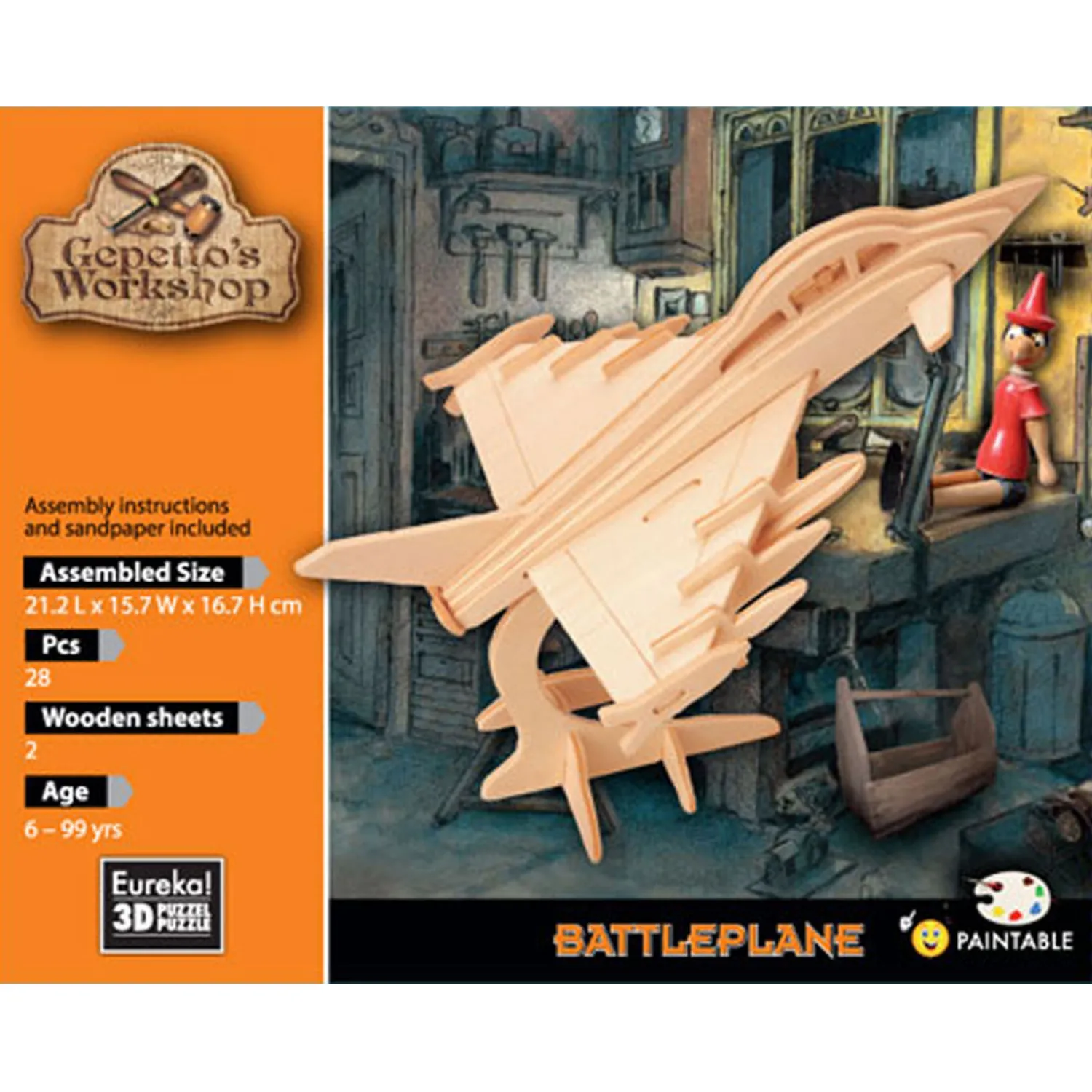 Gepetto's Workshop Houten Bouwpakket 3D - Straaljager-Eureka