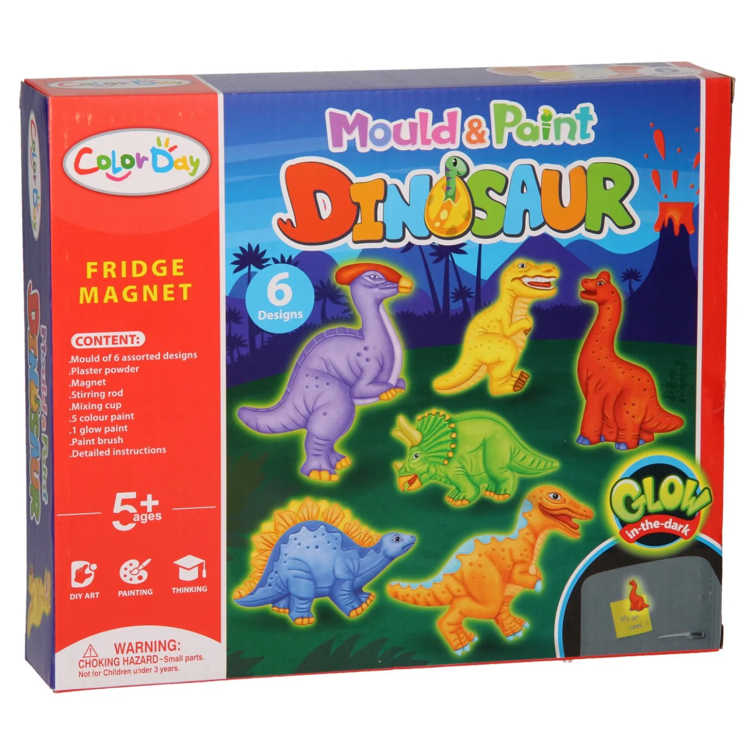 Gips Gieten Glow in the Dark Magneten - Dino's