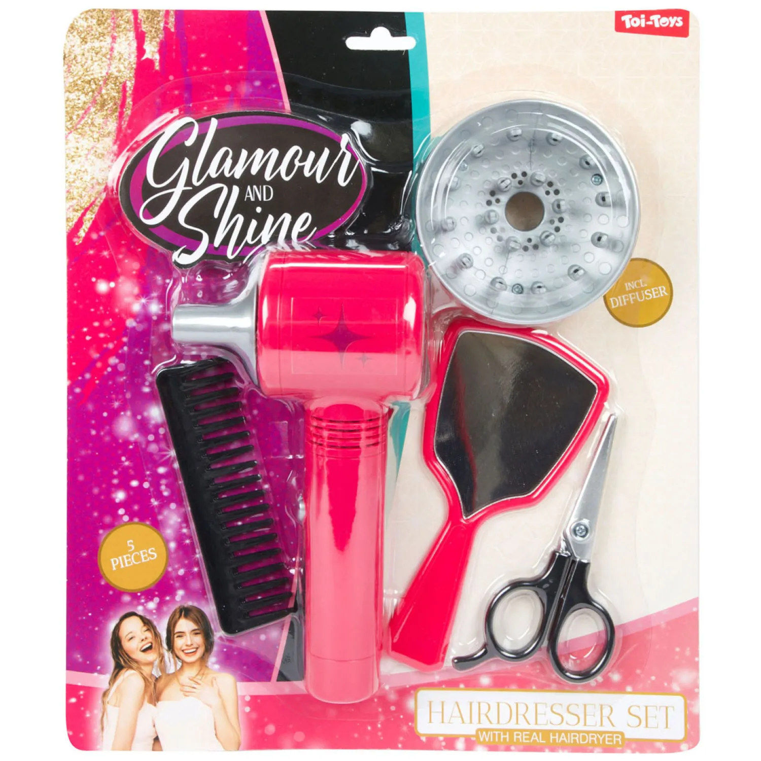 Glamour Shine Kapperset met Fohn Diffuser-Toi-Toys