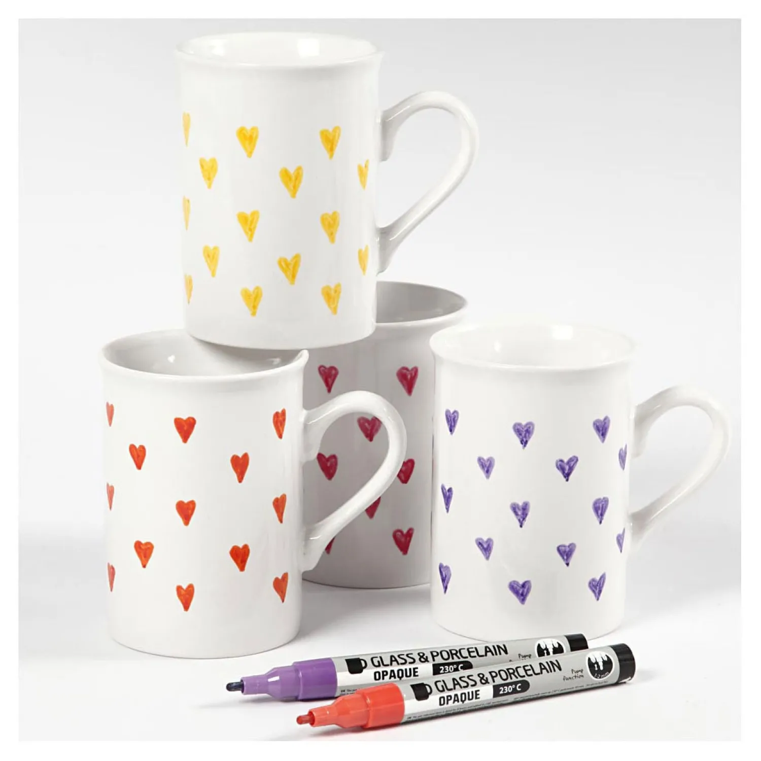 Creativ Company Glas- & Porseleinstiften Dekkend Oranje/Paars/Rood/Geel, 4st. Sale