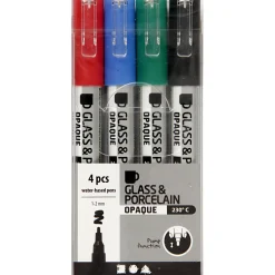 Glas- en Porseleinstiften Kleur, 4st.>Creativ Company Hot