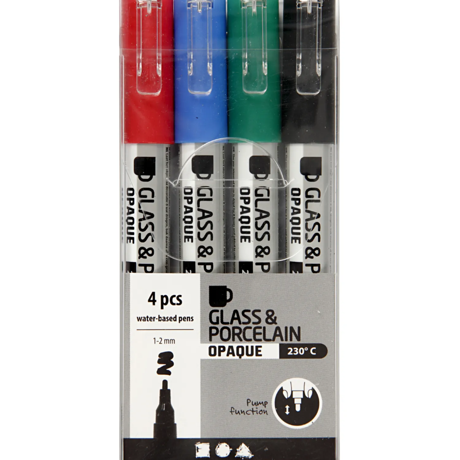 Glas- en Porseleinstiften Kleur, 4st.>Creativ Company Hot