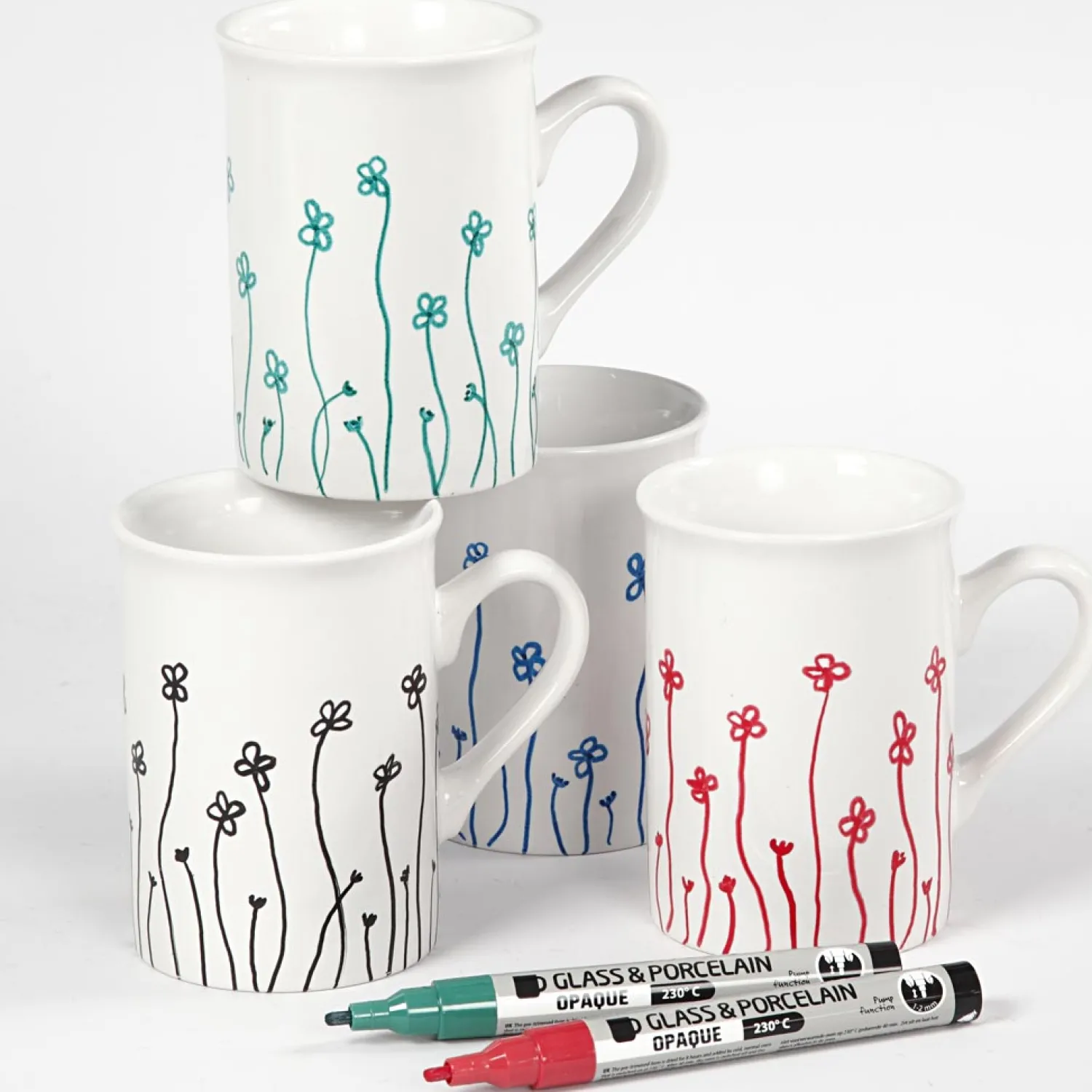 Glas- en Porseleinstiften Kleur, 4st.>Creativ Company Hot