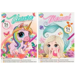 Glitter Kleur en Stickerboek Eenhoorn/Zeemeermin>Creative Craft Group Clearance
