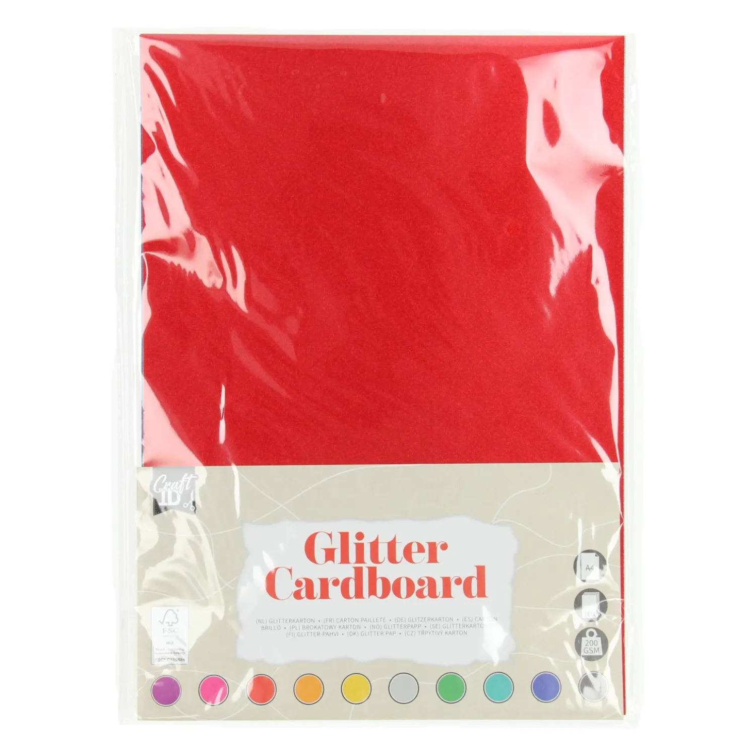 Creative Craft Group Glitterkarton A4, 10 vellen Hot