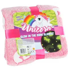 Glow in the Dark Deken Unicorn, 100x150cm-