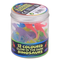 Glow in the Dark Gekleurde Dino Speelfiguren , 12st.>Johntoy