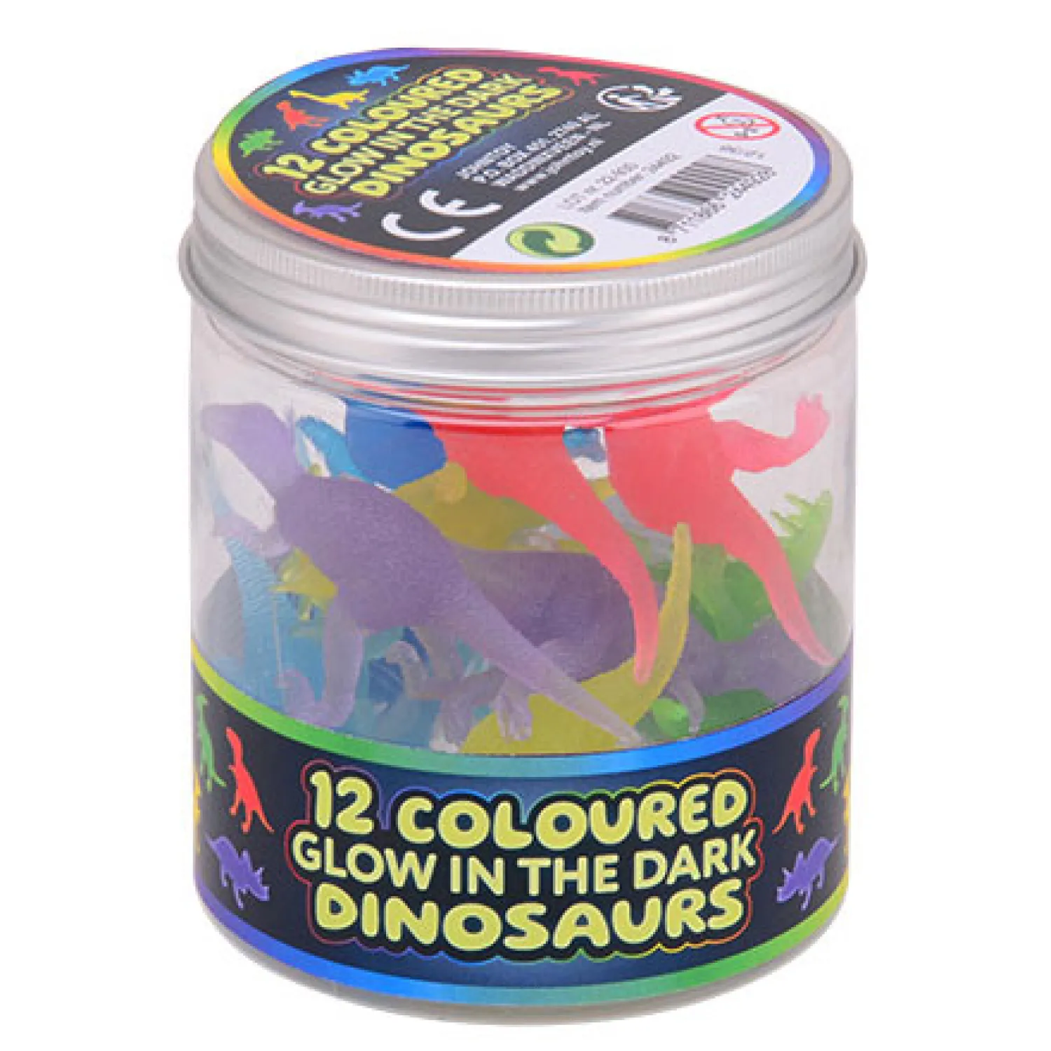 Glow in the Dark Gekleurde Dino Speelfiguren , 12st.>Johntoy
