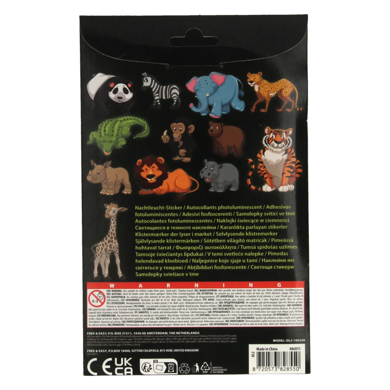 Glow in the Dark Stickers Dieren, 12st Sale