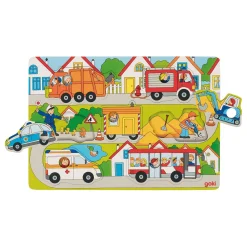 Goki Houten Achtergrond Vormenpuzzel in de Straten, 7st. Best