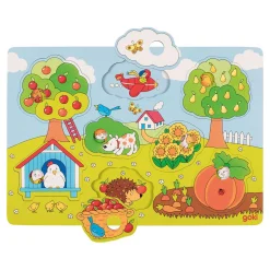 Houten Achtergrond Vormenpuzzel in de Tuin, 8st.>Goki Sale