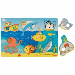 Goki Houten Achtergrondpuzzel Zeedieren, 7st. Outlet