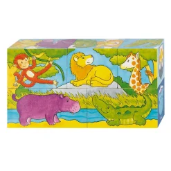 Houten Blokpuzzel Safari, 5st.>Goki Discount