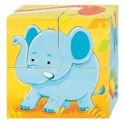 Houten Blokpuzzel Wilde Dieren, 4st.-Goki Best
