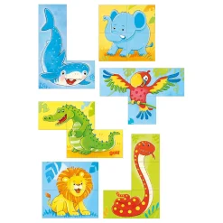 Houten Blokpuzzel Wilde Dieren, 4st.-Goki Best