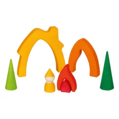 Houten Dwergenhuisje Bouwblokken, 7dlg.-Goki Discount