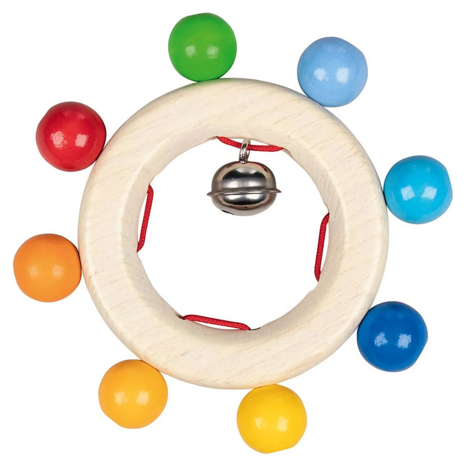 Houten Grijppring met Regenboog Kralen>Goki Discount