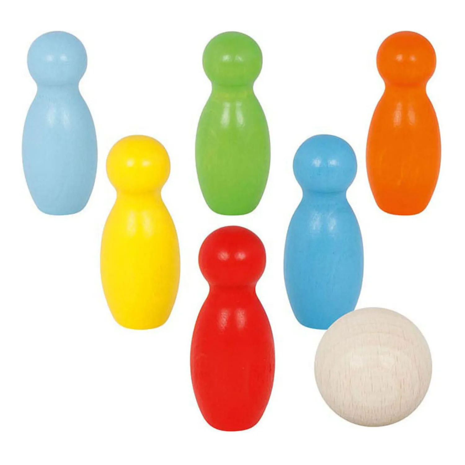 Houten Kegelspel Kleur, 7dlg.-Goki