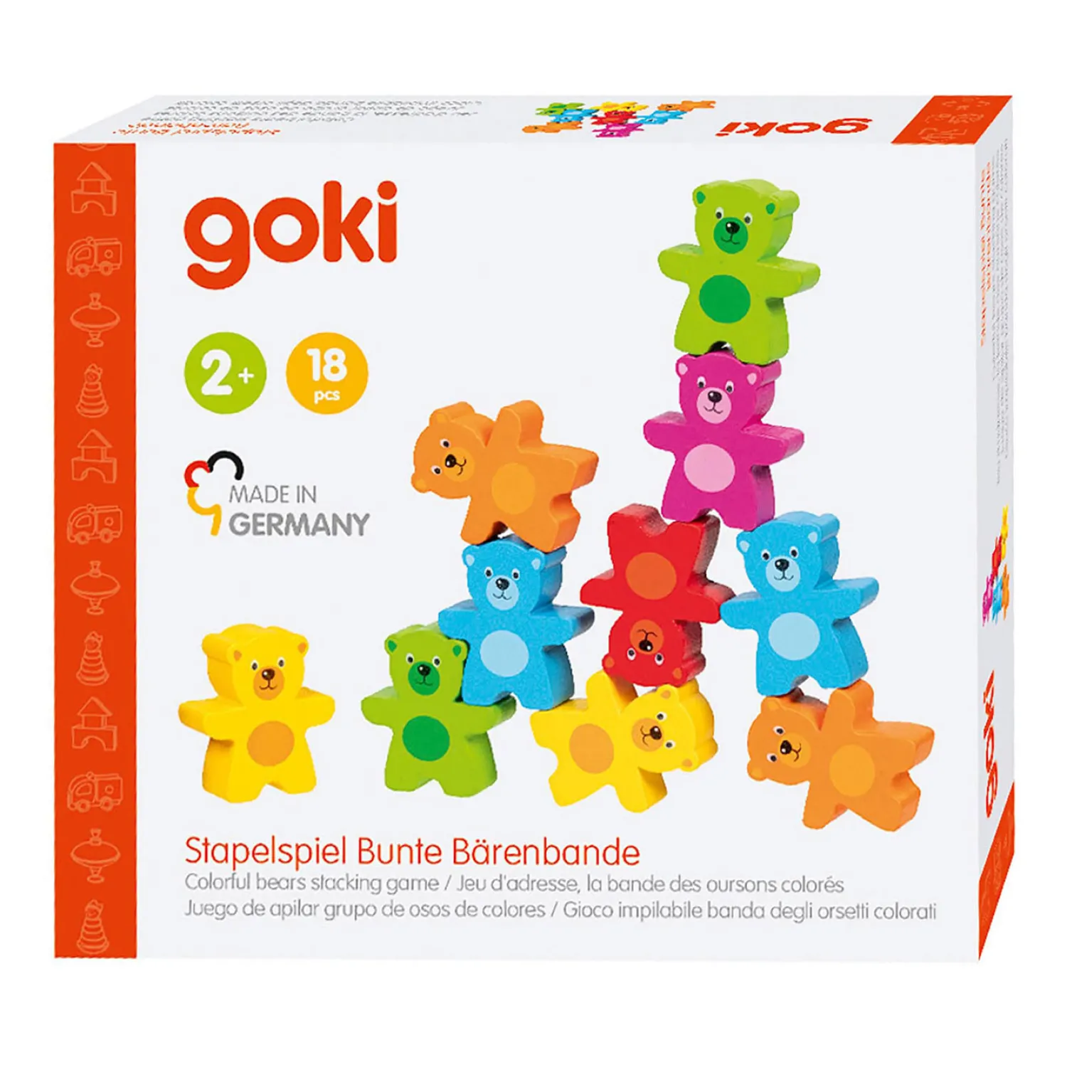 Goki Houten Kleuren Beren Stapelspel, 9dlg. Best