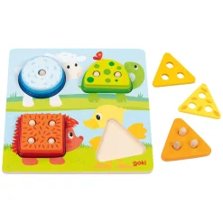 Houten Kleuren en Vormen Sorteerbord Dieren-Goki New