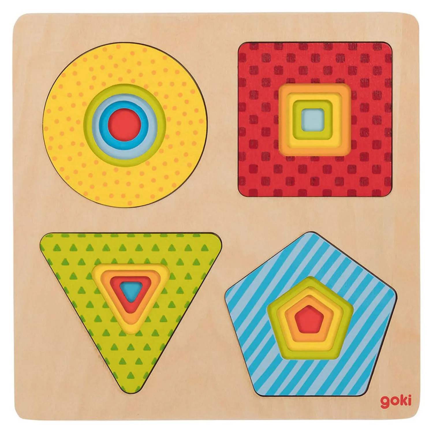 Houten Lagenpuzzel Geometrische Vormen, 16st.-Goki Best