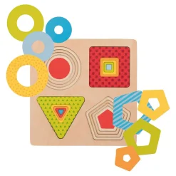 Houten Lagenpuzzel Geometrische Vormen, 16st.-Goki Best