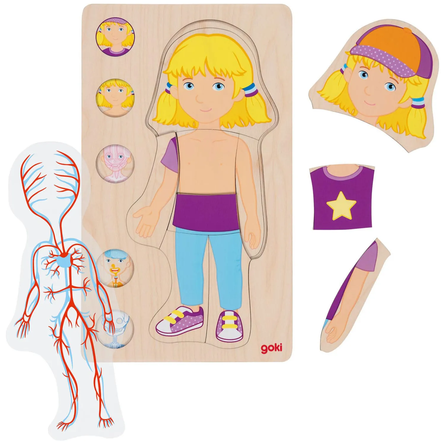 Houten Lagenpuzzel Menselijk Lichaam Meisje, 29st.>Goki Online