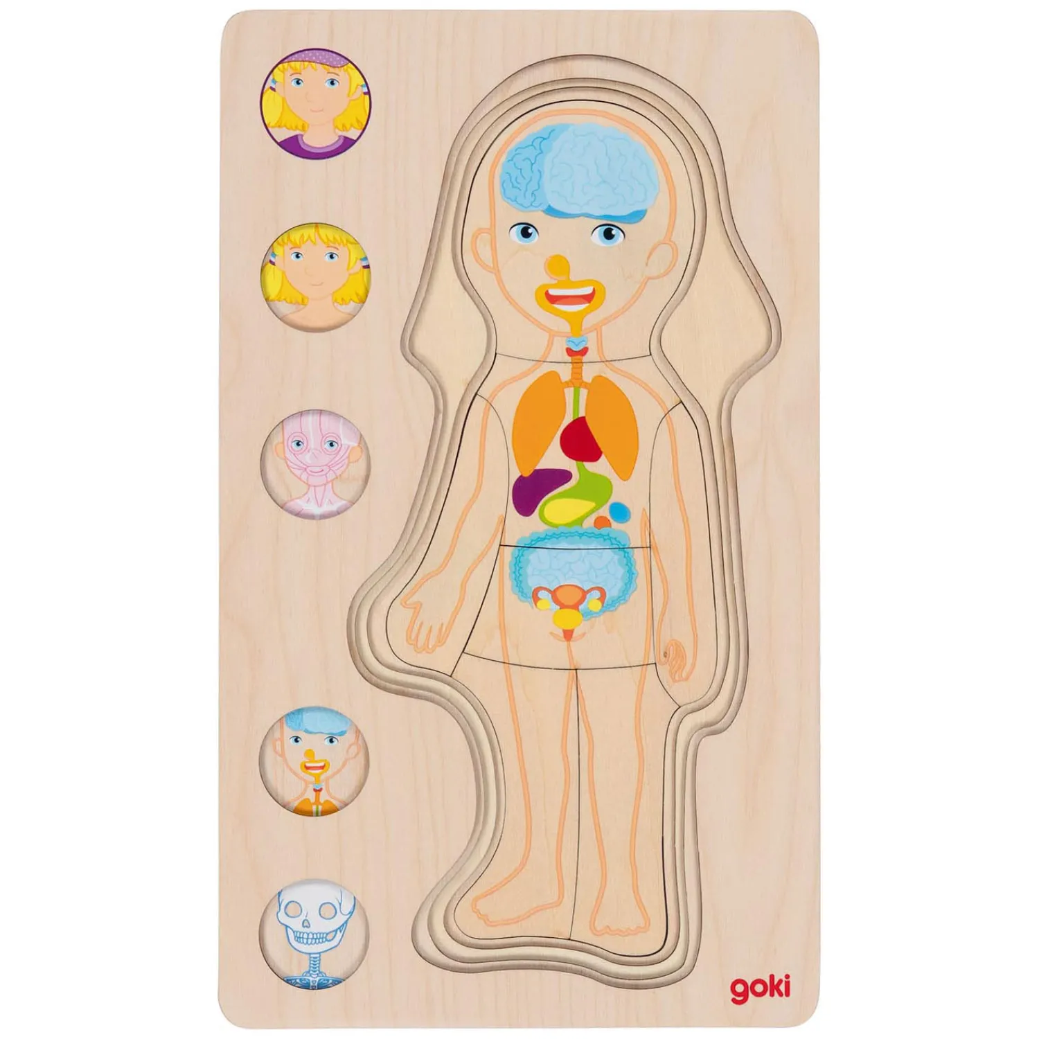 Houten Lagenpuzzel Menselijk Lichaam Meisje, 29st.>Goki Online