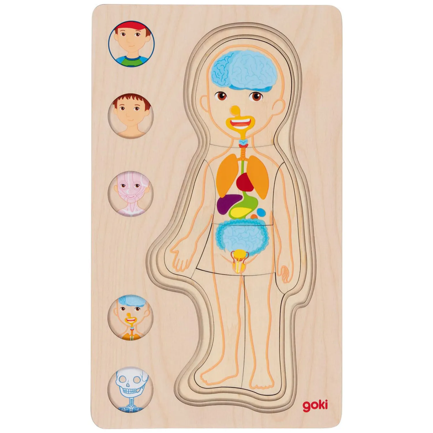 Houten Lagenpuzzel Menselijk Lichaam Jongen, 29st.-Goki Best