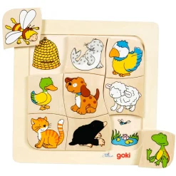 Goki Houten Legpuzzel Wie Leeft Waar? Discount