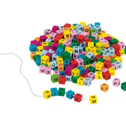 Houten Letter Kralen - Kleur, 300st.-Goki Discount