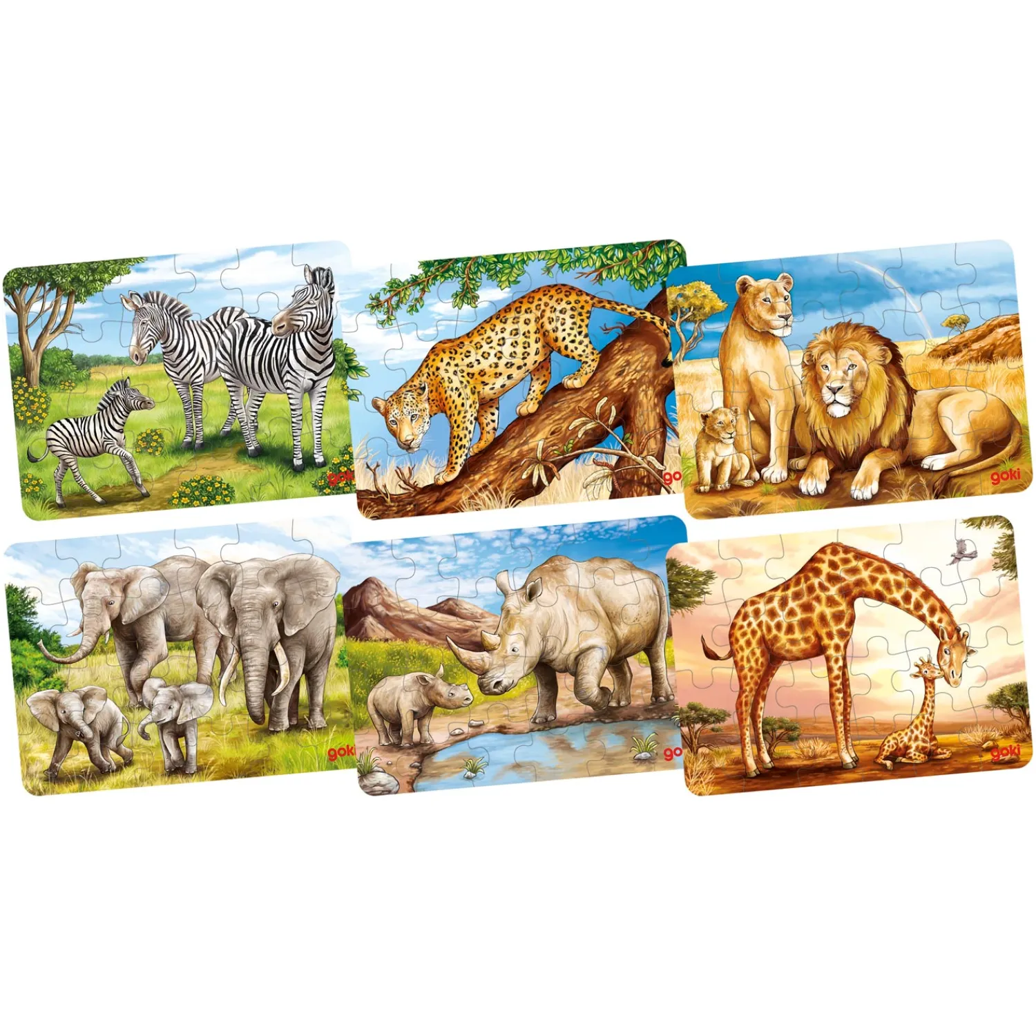 Houten Mini Puzzel - Wilde Dieren 24st.>Goki New