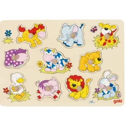 Goki Houten Noppenpuzzel Dieren Baby Discount